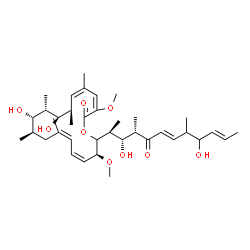 ChemSpider 2D Image | (5Z,7R,8R,9S,10S,11R,13Z,15Z,17S)-18-[(2S,3R,4S,6E,10E)-3,9-Dihydroxy-4,8-dimethyl-5-oxo-6,10-dodecadien-2-yl]-8,10-dihydroxy-3,17-dimethoxy-5,7,9,11,13-pentamethyloxacyclooctadeca-3,5,13,15-tetraen-2
-one | C38H60O9
