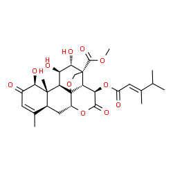 ChemSpider 2D Image | Methyl (2R,3R,6R,8S,12S,13S,14S,15R,16R,17R)-3-{[(2E)-3,4-dimethyl-2-pentenoyl]oxy}-12,15,16-trihydroxy-9,13-dimethyl-4,11-dioxo-5,19-dioxapentacyclo[12.5.0.0~1,6~.0~2,17~.0~8,13~]nonadec-9-ene-17-car
boxylate | C28H36O11