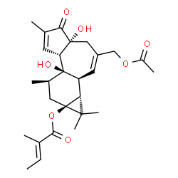 ChemSpider 2D Image | 12-Deoxyphorbol-13-angelate-20-acetate | C27H36O7