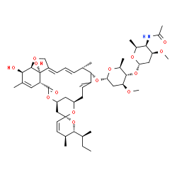 ChemSpider 2D Image | (1'R,2S,4'S,5S,6R,8'R,12'S,13'S,20'R,21'R,24'S)-6-[(2S)-2-Butanyl]-21',24'-dihydroxy-5,11',13',22'-tetramethyl-2'-oxo-5,6-dihydrospiro[pyran-2,6'-[3,7,19]trioxatetracyclo[15.6.1.1~4,8~.0~20,24~]pentac
osa[10,14,16,22]tetraen]-12'-yl 4-O-(4-acetamido-2,4,6-trideoxy-3-O-methyl-alpha-L-lyxo-hexopyranosyl)-2,6-dideoxy-3-O-methyl-alpha-L-arabino-hexopyranoside | C50H75NO14