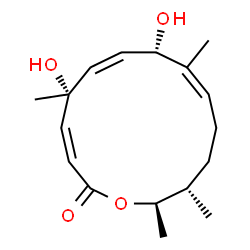 ChemSpider 2D Image | (3Z,5R,6Z,8S,9Z,13S,14R)-5,8-Dihydroxy-5,9,13,14-tetramethyloxacyclotetradeca-3,6,9-trien-2-one | C17H26O4