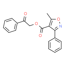 ChemSpider 2D Image | 2-Oxo-2-phenylethyl 5-methyl-3-phenyl-4-isoxazolecarboxylate | C19H15NO4