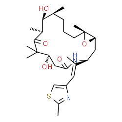 ChemSpider 2D Image | (1S,3S,7R,10S,11S,12S,16R)-7,11-Dihydroxy-8,8,10,12,16-pentamethyl-3-[(1E)-1-(2-methyl-1,3-thiazol-4-yl)-1-propen-2-yl]-17-oxa-4-azabicyclo[14.1.0]heptadecane-5,9-dione | C27H42N2O5S