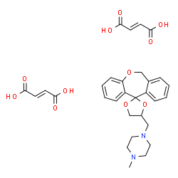 ChemSpider 2D Image | 1-Methyl-4-(6H-spiro[dibenzo[b,e]oxepine-11,2'-[1,3]dioxolan]-4'-ylmethyl)piperazine (2E)-2-butenedioate (1:2) | C30H34N2O11