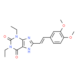 ChemSpider 2D Image | (E)-8-(3,4-Dimethoxystyryl)-1,3-diethyl-1H-purine-2,6(3H,7H)-dione | C19H22N4O4