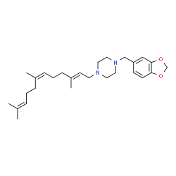 ChemSpider 2D Image | 1-(1,3-Benzodioxol-5-ylmethyl)-4-[(2E,6Z)-3,7,11-trimethyl-2,6,10-dodecatrien-1-yl]piperazine | C27H40N2O2