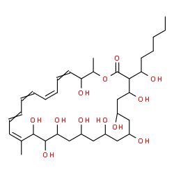 ChemSpider 2D Image | (17Z,23Z)-4,6,8,10,12,14,15,16,27-Nonahydroxy-3-(1-hydroxyhexyl)-17,28-dimethyloxacyclooctacosa-17,19,21,23,25-pentaen-2-one | C35H58O12