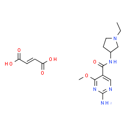 ChemSpider 2D Image | 2-Amino-N-(1-ethyl-3-pyrrolidinyl)-4-methoxy-5-pyrimidinecarboxamide (2E)-2-butenedioate (1:1) | C16H23N5O6