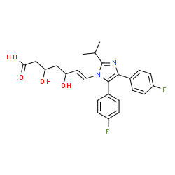 ChemSpider 2D Image | (6E)-7-[4,5-Bis(4-fluorophenyl)-2-isopropyl-1H-imidazol-1-yl]-3,5-dihydroxy-6-heptenoic acid | C25H26F2N2O4