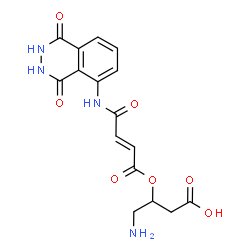 ChemSpider 2D Image | 4-Amino-3-({(2E)-4-[(1,4-dioxo-1,2,3,4-tetrahydro-5-phthalazinyl)amino]-4-oxo-2-butenoyl}oxy)butanoic acid | C16H16N4O7