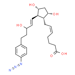 ChemSpider 2D Image | (5Z)-7-{(1R,2R,3R,5S)-2-[(1E)-5-(4-Azidophenyl)-3-hydroxy-1-penten-1-yl]-3,5-dihydroxycyclopentyl}-5-heptenoic acid | C23H31N3O5