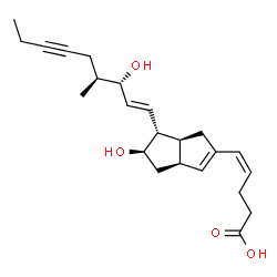 ChemSpider 2D Image | (4Z)-5-{(3aS,5R,6R,6aS)-5-Hydroxy-6-[(1E,3S,4S)-3-hydroxy-4-methyl-1-nonen-6-yn-1-yl]-1,3a,4,5,6,6a-hexahydro-2-pentalenyl}-4-pentenoic acid | C23H32O4
