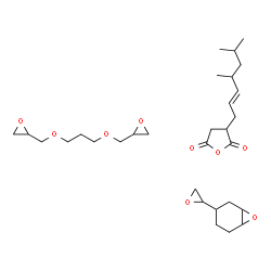 ChemSpider 2D Image | 3-[(E)-4,6-dimethylhept-2-enyl]tetrahydrofuran-2,5-dione; 2-[3-(oxiran-2-ylmethoxy)propoxymethyl]oxirane; 3-(oxiran-2-yl)-7-oxabicyclo[4.1.0]heptane | C30H48O9