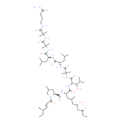 ChemSpider 2D Image | (2S)-N-[(9S,12S,18S,21S)-33-Amino-5-hydroxy-12-(1-hydroxy-2-methylpropyl)-18,21-diisobutyl-7,15,15,24,24,27,27-heptamethyl-3,10,13,16,19,22,25,28,33-nonaoxo-11,14,17,20,23,26,29-heptaazatritriacontan-
9-yl]-4-methyl-1-[(2E,4S)-4-methyl-2-hexenoyl]-2-pyrrolidinecarboxamide | C58H102N10O13
