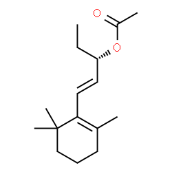 ChemSpider 2D Image | (1E,3S)-1-(2,6,6-Trimethyl-1-cyclohexen-1-yl)-1-penten-3-yl acetate | C16H26O2