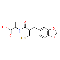 ChemSpider 2D Image | N-[(2R)-3-(1,3-Benzodioxol-5-yl)-2-(sulfanylmethyl)propanoyl]-D-alanine | C14H17NO5S