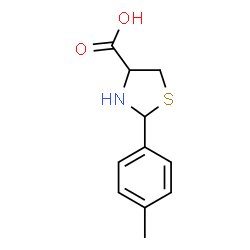 ChemSpider 2D Image | 2-(4-Methylphenyl)-1,3-thiazolidine-4-carboxylic acid | C11H13NO2S