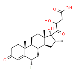 ChemSpider 2D Image | 4-[(6S,8R,9S,10R,13S,14S,16R,17R)-6-Fluoro-17-hydroxy-10,13,16-trimethyl-3-oxo-2,3,6,7,8,9,10,11,12,13,14,15,16,17-tetradecahydro-1H-cyclopenta[a]phenanthren-17-yl]-3-hydroxy-4-oxobutanoic acid (non-p
referred name) | C24H33FO6