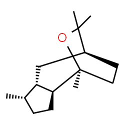 ChemSpider 2D Image | (1S,2S,5S,6S,8S)-1,5,9,9-Tetramethyl-10-oxatricyclo[6.2.2.0~2,6~]dodecane | C15H26O