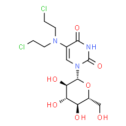 ChemSpider 2D Image | 5-[Bis(2-chloroethyl)amino]-1-(beta-D-glucopyranosyl)-2,4(1H,3H)-pyrimidinedione | C14H21Cl2N3O7