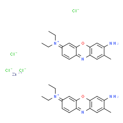 ChemSpider 2D Image | 7-Amino-N,N-diethyl-8-methyl-3H-phenoxazin-3-iminium zinc chloride (2:1:4) | C34H40Cl4N6O2Zn