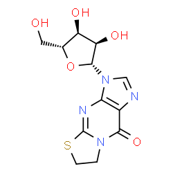 ChemSpider 2D Image | 6,7-Dihydro-3-Î²-D-ribofuranosylthiazolo[3,2-a]purin-9(3H)-one | C12H14N4O5S