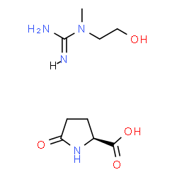 ChemSpider 2D Image | 5-Oxo-L-proline - 1-(2-hydroxyethyl)-1-methylguanidine (1:1) | C9H18N4O4