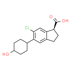 ChemSpider 2D Image | (1S)-6-Chloro-5-(4-hydroxycyclohexyl)-1-indanecarboxylic acid | C16H19ClO3
