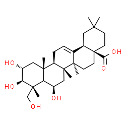 ChemSpider 2D Image | (2alpha,3beta,5xi,6beta,18alpha)-2,3,6,23-Tetrahydroxyolean-12-en-28-oic acid | C30H48O6