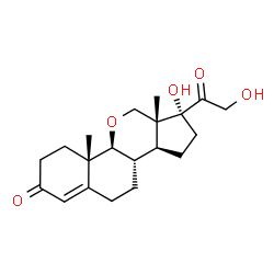 ChemSpider 2D Image | 11-Oxapregn-4-ene-3,20-dione, 17,21-dihydroxy- | C20H28O5