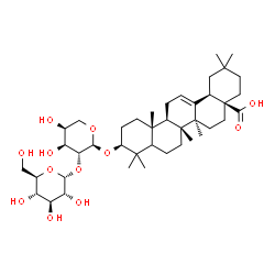 ChemSpider 2D Image | (3beta,5xi,18alpha)-3-{[2-O-(alpha-D-Glucopyranosyl)-alpha-L-arabinopyranosyl]oxy}olean-12-en-28-oic acid | C41H66O12