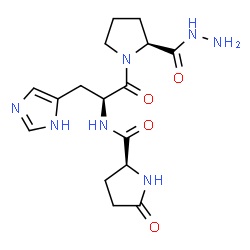 ChemSpider 2D Image | (2S)-N-[(2S)-1-[(2S)-2-(Hydrazinocarbonyl)-1-pyrrolidinyl]-3-(1H-imidazol-5-yl)-1-oxo-2-propanyl]-5-oxo-2-pyrrolidinecarboxamide | C16H23N7O4