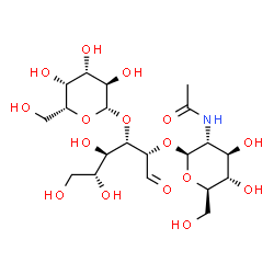 ChemSpider 2D Image | 2-Acetamido-2-deoxy-beta-D-glucopyranosyl-(1->2)-[beta-D-galactopyranosyl-(1->3)]-D-mannose | C20H35NO16