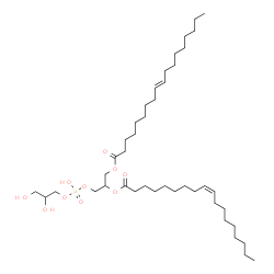ChemSpider 2D Image | 3-{[(2,3-Dihydroxypropoxy)(hydroxy)phosphoryl]oxy}-2-[(9Z)-9-octadecenoyloxy]propyl (9E)-9-octadecenoate | C42H79O10P