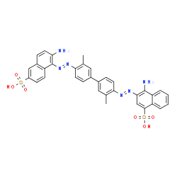 ChemSpider 2D Image | 4-Amino-3-[(E)-{4'-[(E)-(2-amino-6-sulfo-1-naphthyl)diazenyl]-3,3'-dimethyl-4-biphenylyl}diazenyl]-1-naphthalenesulfonic acid | C34H28N6O6S2