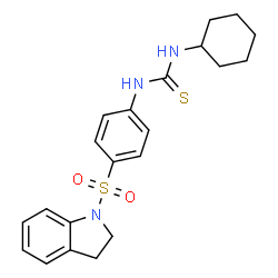 ChemSpider 2D Image | 1-Cyclohexyl-3-[4-(2,3-dihydro-1H-indol-1-ylsulfonyl)phenyl]thiourea | C21H25N3O2S2