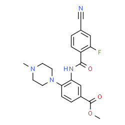 ChemSpider 2D Image | Methyl 3-[(4-cyano-2-fluorobenzoyl)amino]-4-(4-methyl-1-piperazinyl)benzoate | C21H21FN4O3