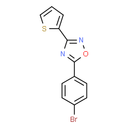 ChemSpider 2D Image | 5-(4-Bromophenyl)-3-(2-thienyl)-1,2,4-oxadiazole | C12H7BrN2OS