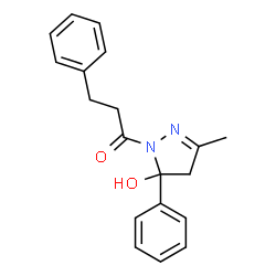ChemSpider 2D Image | 1-(5-Hydroxy-3-methyl-5-phenyl-4,5-dihydro-pyrazol-1-yl)-3-phenyl-propan-1-one | C19H20N2O2