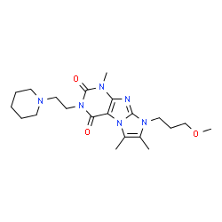 ChemSpider 2D Image | 8-(3-Methoxypropyl)-1,6,7-trimethyl-3-[2-(1-piperidinyl)ethyl]-1H-imidazo[2,1-f]purine-2,4(3H,8H)-dione | C21H32N6O3