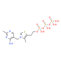 ChemSpider 2D Image | Thiazolium, 3-[(4-amino-2-methyl-5-pyrimidinyl)methyl]-4-methyl-5-(4,6,8,8-trihydroxy-4,6,8-trioxido-3,5,7-trioxa-4,6,8-triphosphaoct-1-yl)- | C12H20N4O10P3S