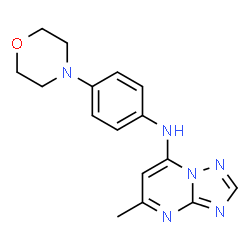 ChemSpider 2D Image | 5-Methyl-N-[4-(4-morpholinyl)phenyl][1,2,4]triazolo[1,5-a]pyrimidin-7-amine | C16H18N6O
