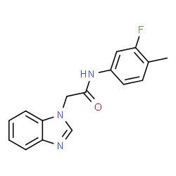 ChemSpider 2D Image | 2-(1H-Benzimidazol-1-yl)-N-(3-fluoro-4-methylphenyl)acetamide | C16H14FN3O