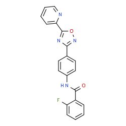 ChemSpider 2D Image | 2-Fluoro-N-{4-[5-(2-pyridinyl)-1,2,4-oxadiazol-3-yl]phenyl}benzamide | C20H13FN4O2