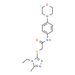 ChemSpider 2D Image | 2-[(4-Ethyl-5-methyl-4H-1,2,4-triazol-3-yl)sulfanyl]-N-[4-(4-morpholinyl)phenyl]acetamide | C17H23N5O2S