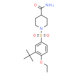 ChemSpider 2D Image | 1-[(3-tert-Butyl-4-ethoxyphenyl)sulfonyl]piperidine-4-carboxamide | C18H28N2O4S