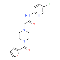 ChemSpider 2D Image | N-(5-Chloro-2-pyridinyl)-2-[4-(2-furoyl)-1-piperazinyl]acetamide | C16H17ClN4O3