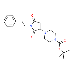 ChemSpider 2D Image | tert-butyl 4-[2,5-dioxo-1-(2-phenylethyl)pyrrolidin-3-yl]piperazine-1-carboxylate | C21H29N3O4