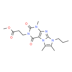 ChemSpider 2D Image | Methyl 3-(1,6,7-trimethyl-2,4-dioxo-8-propyl-1,2,4,8-tetrahydro-3H-imidazo[2,1-f]purin-3-yl)propanoate | C17H23N5O4