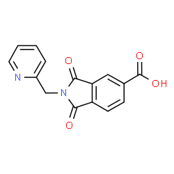 ChemSpider 2D Image | 1,3-Dioxo-2-(2-pyridinylmethyl)-5-isoindolinecarboxylic acid | C15H10N2O4